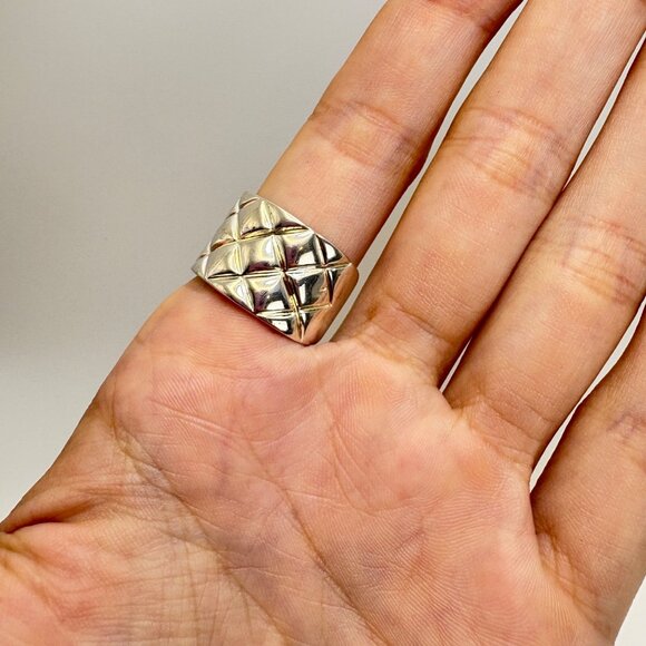 VTG Solid Sterling Silver 925 Textured Finish Tapered Band Ring Size 8.25 - Picture 9 of 12